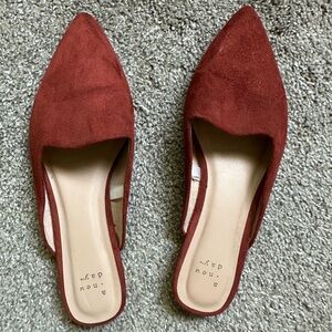A New Day Women's Red Suede Mules